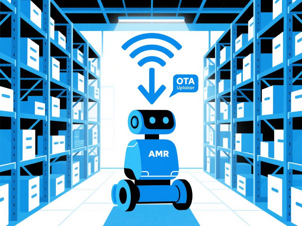 机器人接收OTA更新（显示WiFi图标和下载箭头）