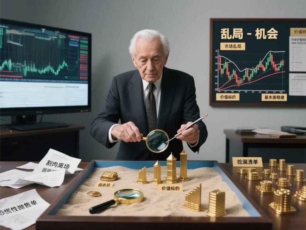 呈现索罗斯在 “乱局 - 机会” 对比沙盘前的画面